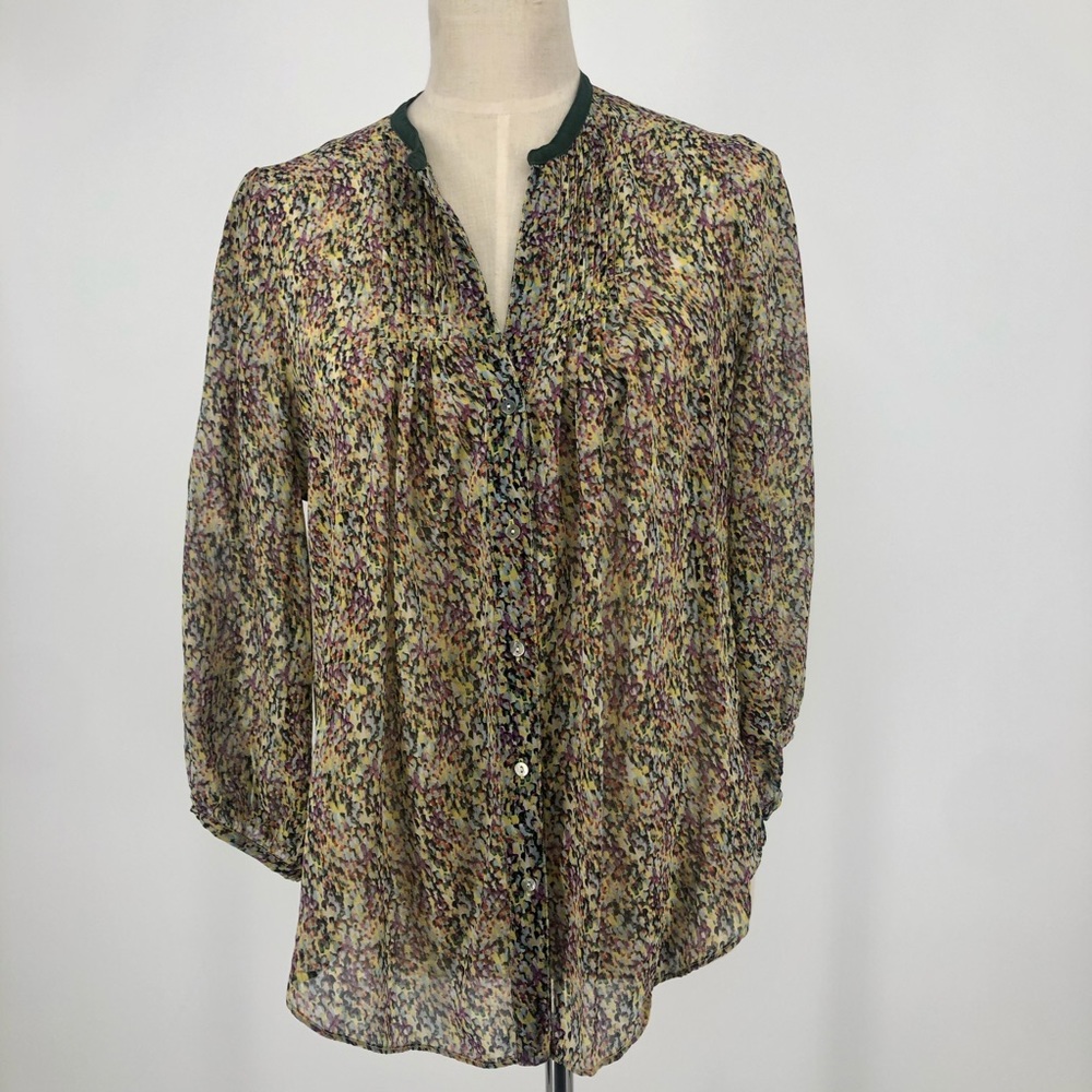 🎈Anthropology Fei silk multicolored button up top